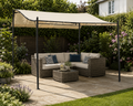 3x3 m Wall Mounted Garden Porch with UV Protection, Cream White