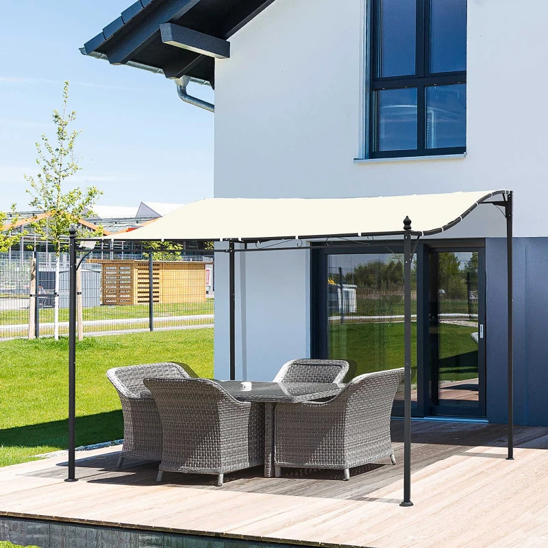 3x3 m Wall Mounted Garden Porch with UV Protection, Cream White