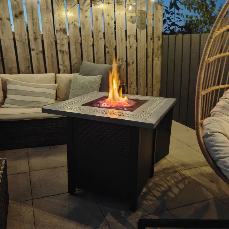 71 x 71cm 40000 BTU Gas Firepit Table - grey