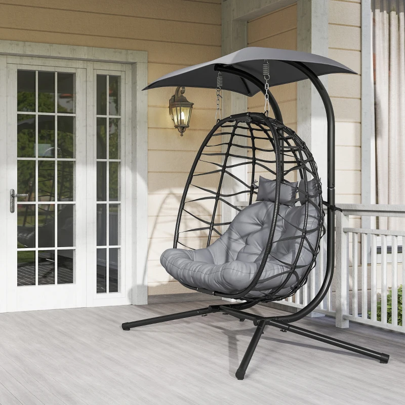 Two-Seater Rattan Egg Chair - Black