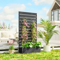 Raised Bed for Garden, Planter with Trellis for Climbing Plants, Vines, Planter Box with Drainage Gap, Black