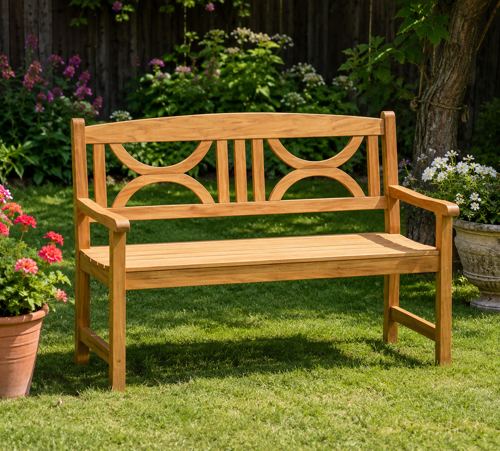 2-Seater Wooden Garden Bench Outdoor Patio Loveseat for Yard, Lawn, Porch, Natural