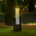 Patio Garden Solar Powered Lights Woven Resin Wicker Lantern Auto On/Off