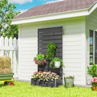 Raised Bed for Garden, Planter with Trellis for Climbing Plants, Vines, Planter Box with Drainage Gap, Black